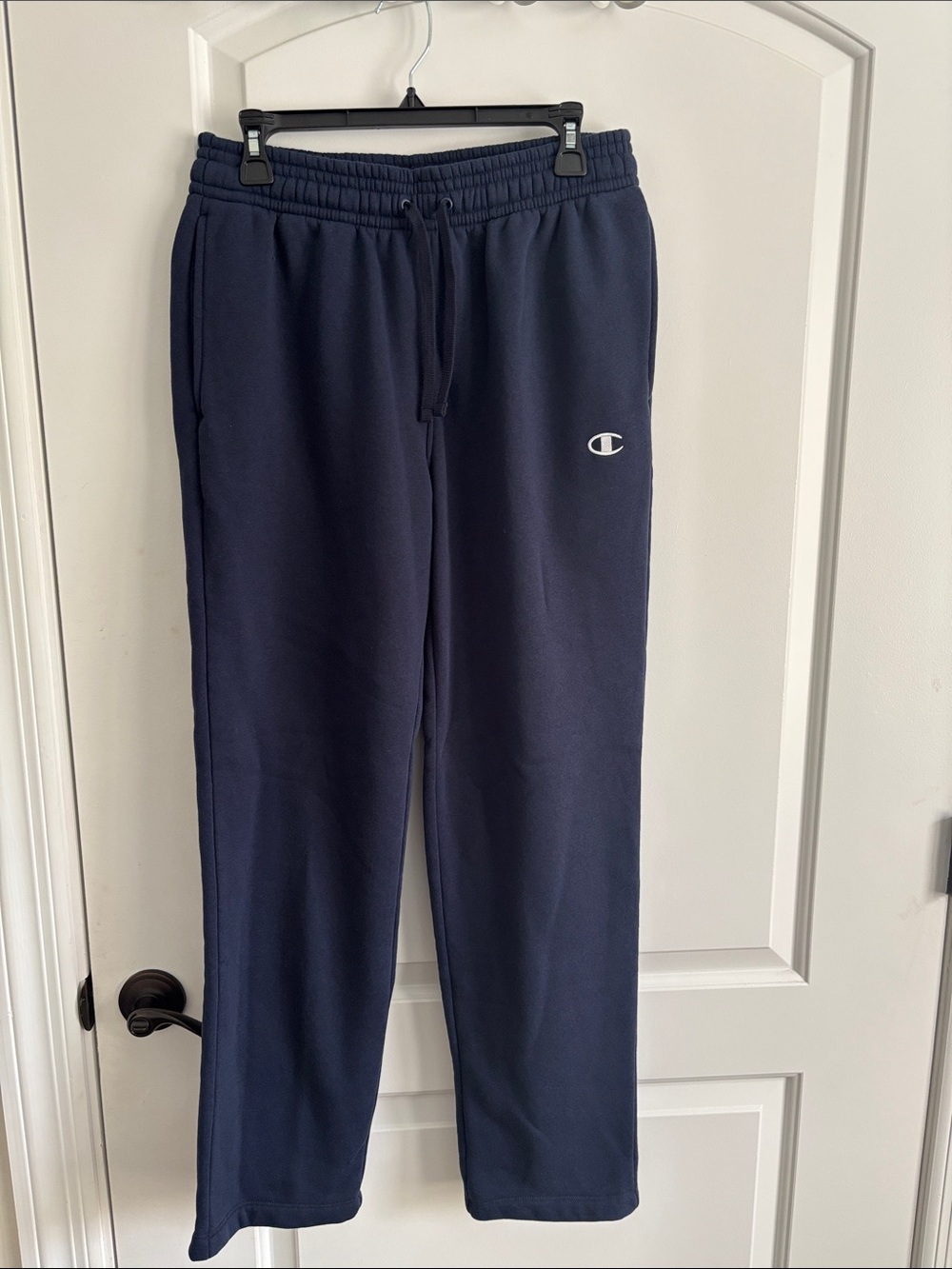 Champion Powerblend Open-Hem Sweatpants Men's Medium Deep Navy C Logo